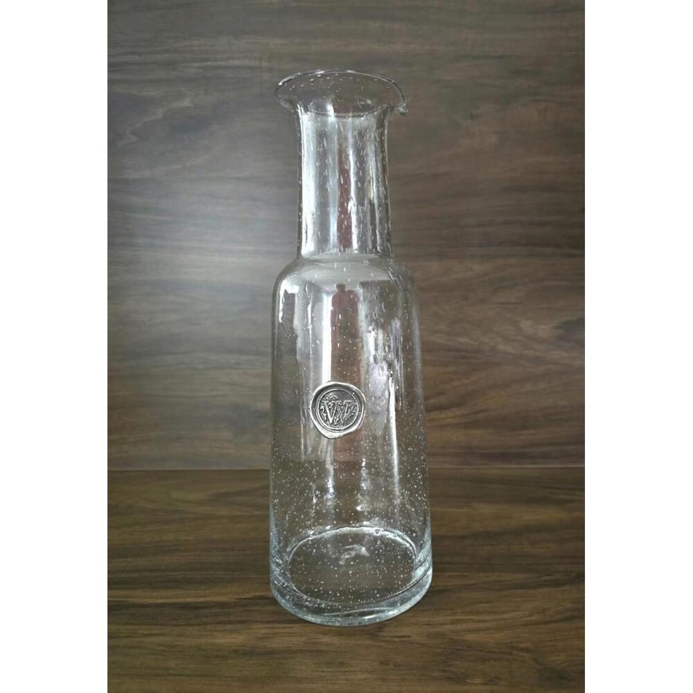 Southern Jubilee Wine Decanter Carafe w/ Pewter ‘W’ Monogram Medallion 12”